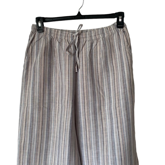 TSD Two Star Dog Women’s Stripped 100 % Linen Drawstring Waist Wide Leg Pants M - Picture 3 of 6